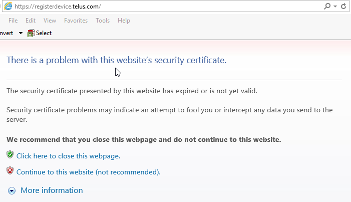 Register device SSL error
